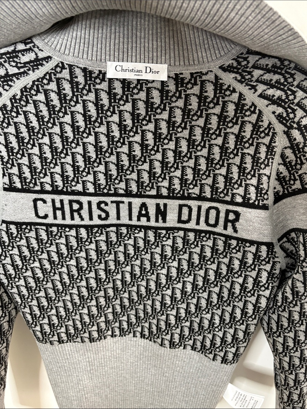 Christian Dior Reversible Oblique Logo Zip Cardigan Sweater Gray Wool Cashmere 6 - Picture 10 of 10